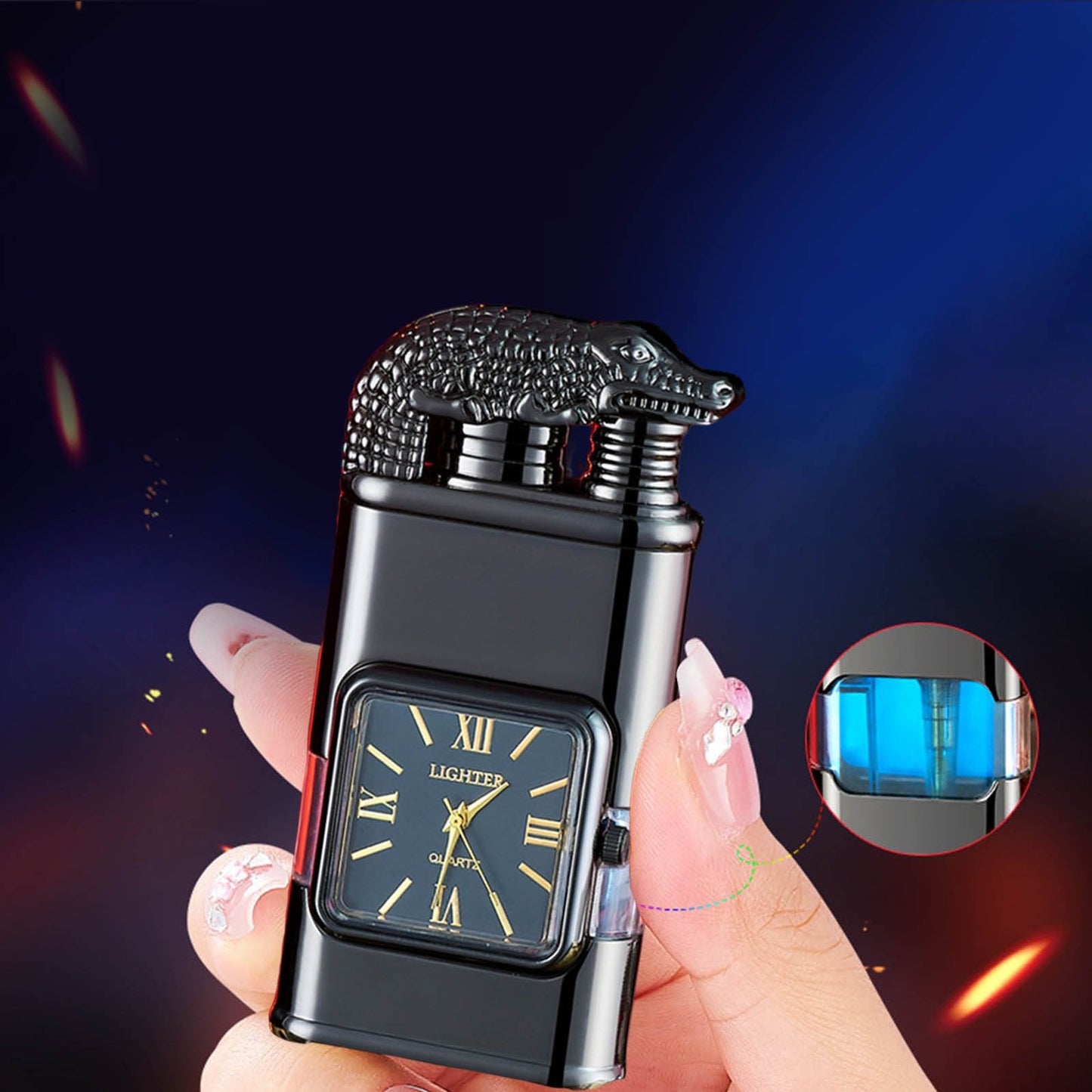 Premium Windproof Lighter with Clock