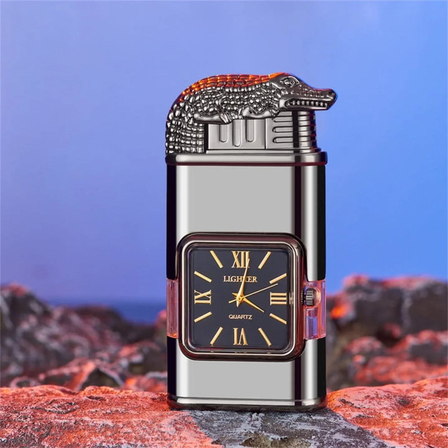 Premium Windproof Lighter with Clock